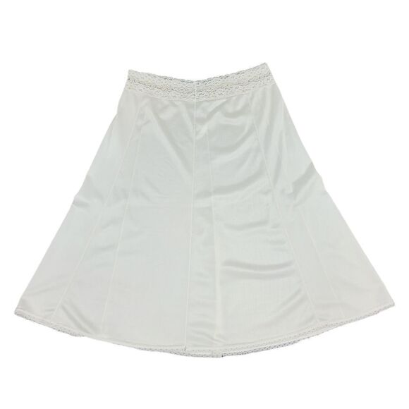 VINTAGE 1970s Ivory Lace Trim Slip Skirt Small-Medium - Picture 1 of 16